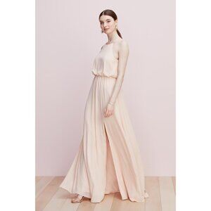 Long Pink Bridesmaid Dress. Halter neck with slit. Pink Tulip. Size XL